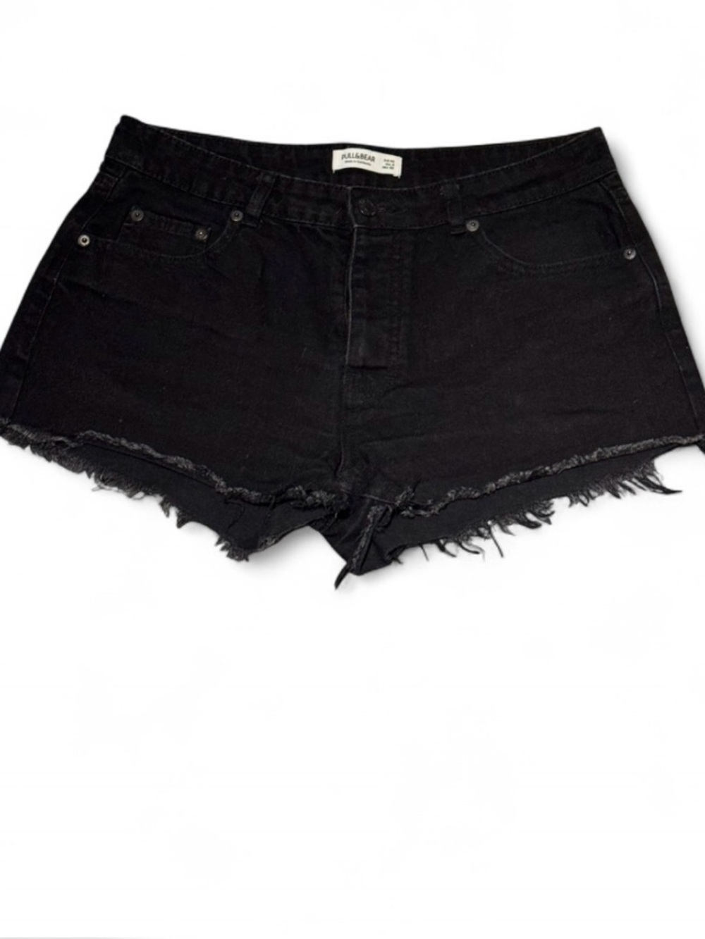 Pull&Bear Black Frayed Hem Denim Cutoff Shorts Size 8